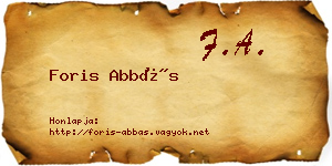 Foris Abbás névjegykártya